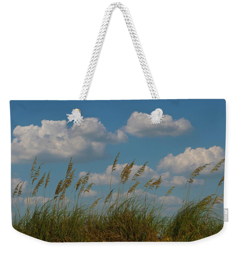 Clouds Weekender Tote Bag featuring the photograph Sand Dune and Sea Grass by Skip Tribby