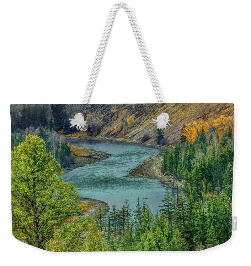  Weekender Tote Bag featuring the photograph Snake River Autumn, Wyoming by Marcy Wielfaert