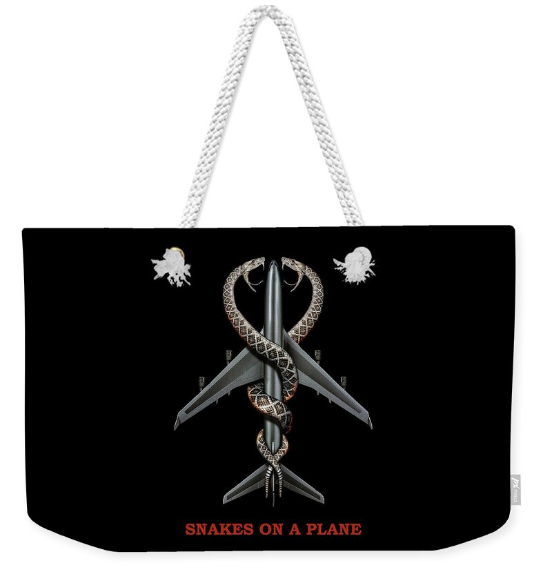 Snakes On A Plane Weekender Tote Bag featuring the mixed media Snakes on A Plane by Movie Poster Prints