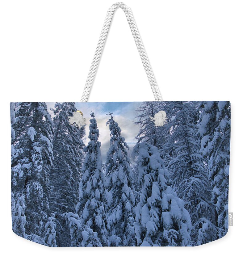 Snow Weekender Tote Bag featuring the photograph Snow capped by Thomas Nay