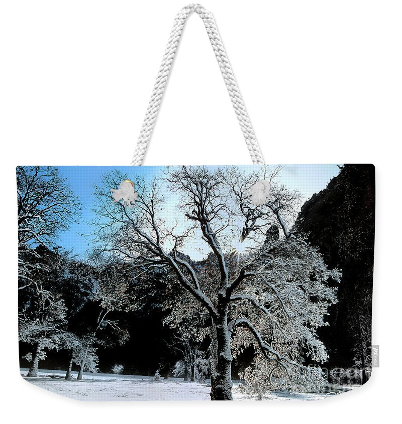 Dave Welling Weekender Tote Bag featuring the photograph Snow Covered Black Oaks Quercus Kelloggii Yosemite by Dave Welling