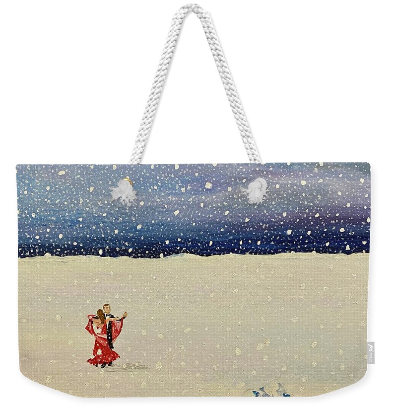 Snow Dancing Weekender Tote Bag featuring the painting Snow Dancing by Thomas Blood