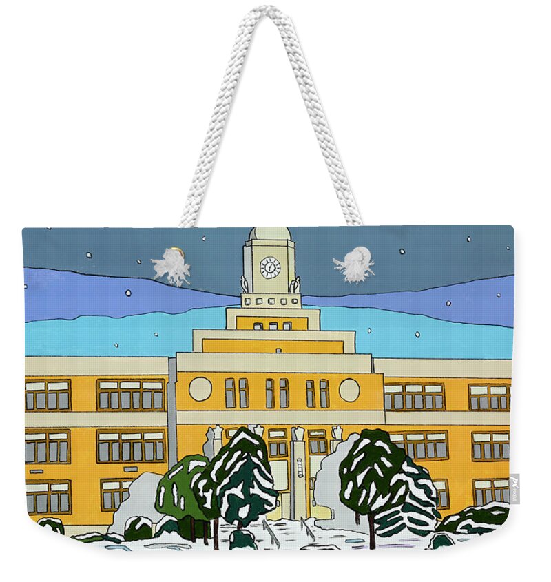 Valley Stream Weekender Tote Bag featuring the painting Snow Day by Mike Stanko
