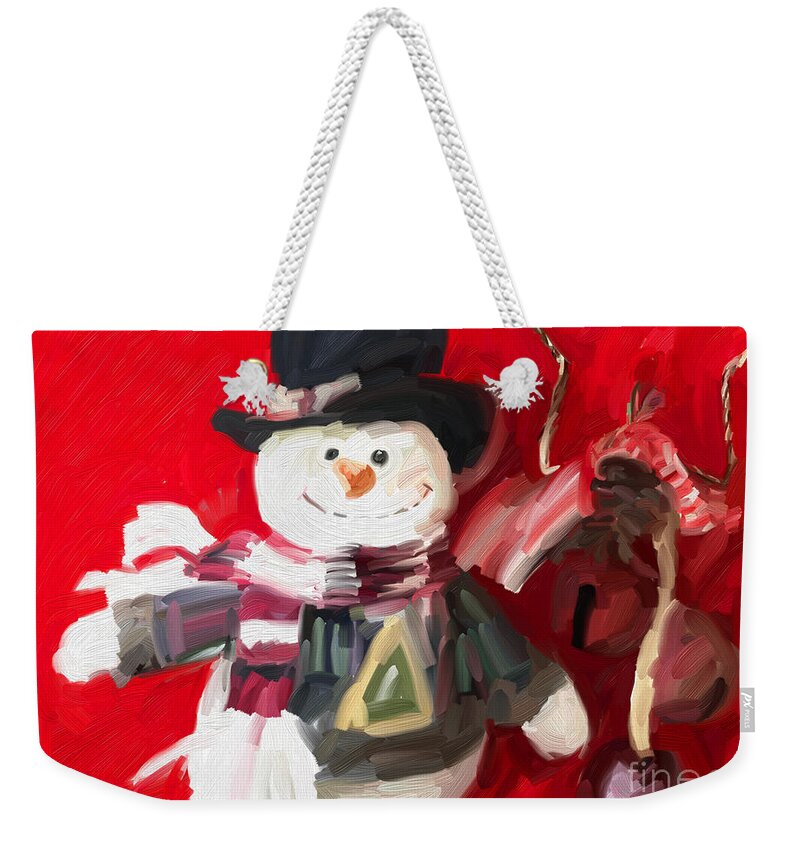 Snowman Christmas Ornament Art Weekender Tote Bag featuring the digital art Snowman Christmas Ornament Art by Patricia Awapara