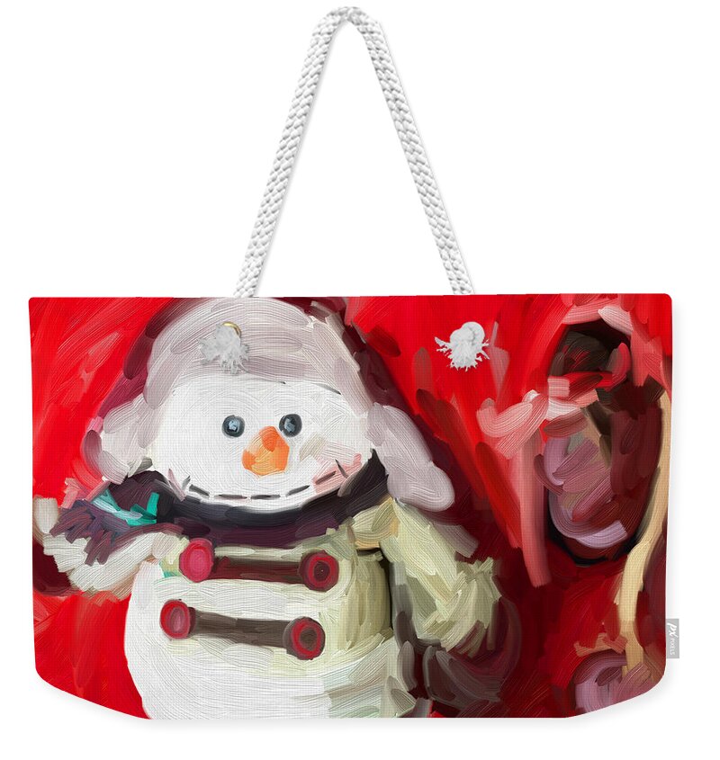 Snowman Ornament Christmas Doll Weekender Tote Bag featuring the digital art Snowman Ornament Christmas Doll by Patricia Awapara