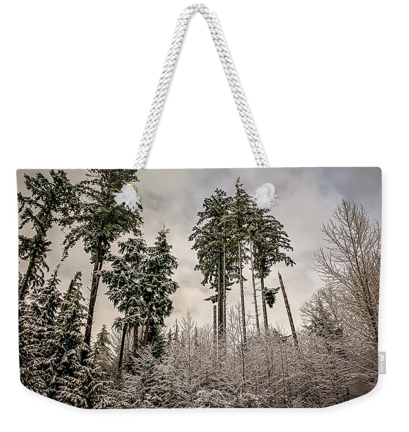 Forest Weekender Tote Bag featuring the photograph Snowy Forest by Anamar Pictures