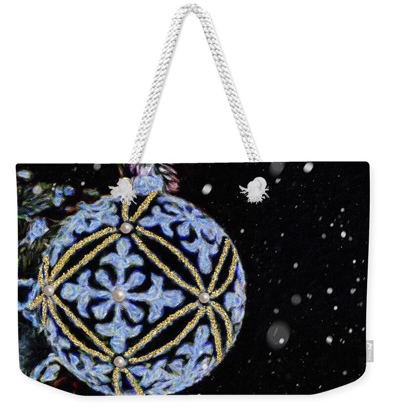 Snow Weekender Tote Bag featuring the photograph Snowy Night by Diane Lindon Coy
