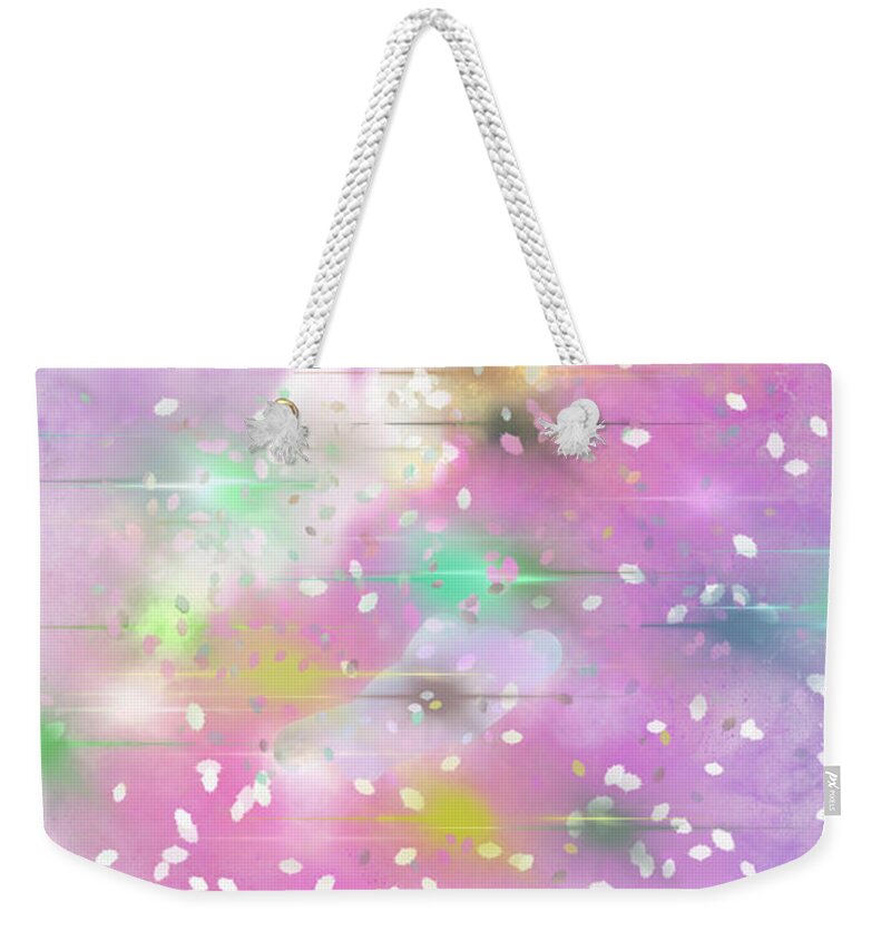 Pink Sky Weekender Tote Bag featuring the digital art Snowy Pink Sky #1 by Zotshee Zotshee