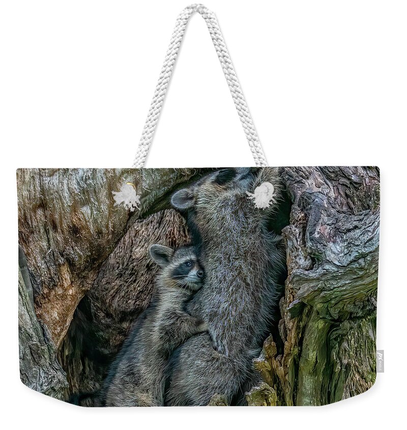  Weekender Tote Bag featuring the photograph Snuggles With Mom by Marcy Wielfaert