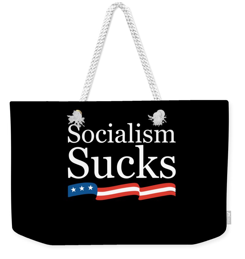 Cool Weekender Tote Bag featuring the digital art Socialism Sucks by Flippin Sweet Gear