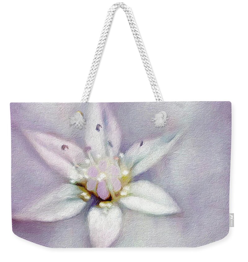 Soft Weekender Tote Bag featuring the digital art Soft and Sweet Flower Art by Laurie's Intuitive
