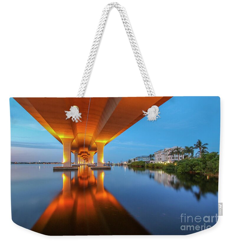 Bridge Weekender Tote Bag featuring the photograph Soft Bridge Reflection by Tom Claud