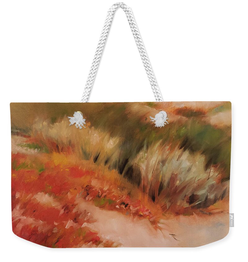 California Weekender Tote Bag featuring the painting Soft Dunes 1 by Mary Hubley
