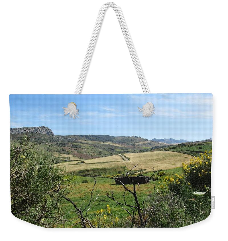 Path Weekender Tote Bag featuring the photograph Soft hills near Valle de Abdalajis by Chani Demuijlder