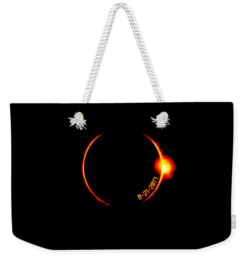 Funny Weekender Tote Bag featuring the digital art Solar Eclipse Of 2017 by Flippin Sweet Gear