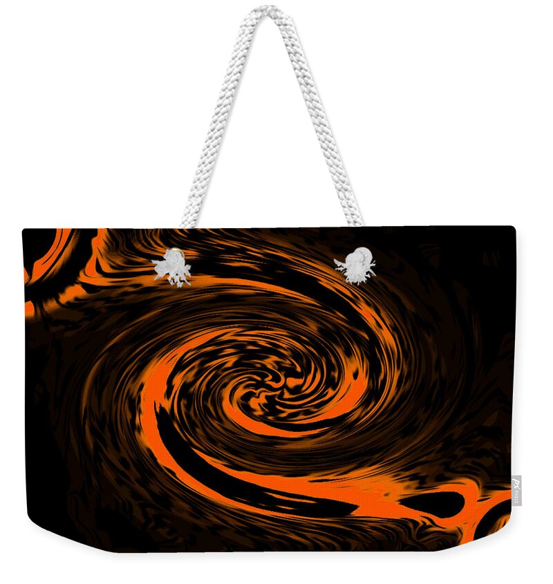 Abstract Art Weekender Tote Bag featuring the digital art Solar Fractal Orange by Ronald Mills