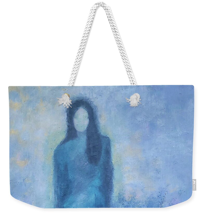 Woman Weekender Tote Bag featuring the painting Solitaire by Cindy Johnston