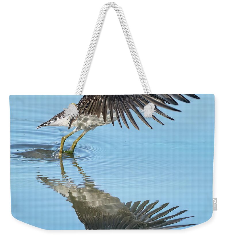 Chevalier Solitaire Weekender Tote Bag featuring the photograph Solitary sandpiper by Carl Marceau