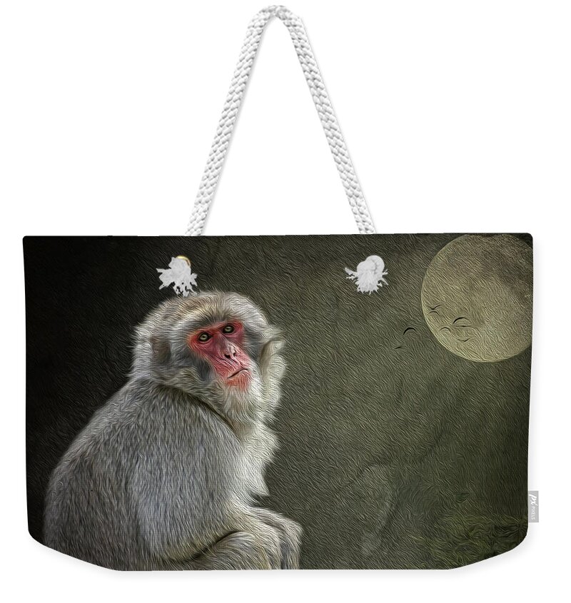 Monkey Weekender Tote Bag featuring the digital art Solitude by Maggy Pease