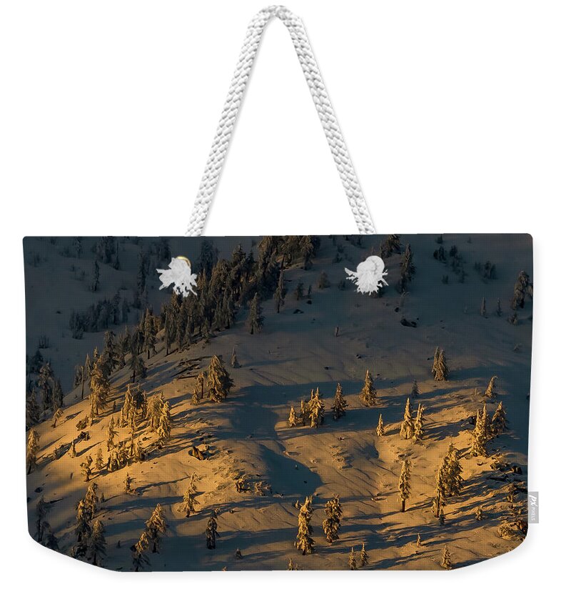 Lake Weekender Tote Bag featuring the photograph Solstice snow by Martin Gollery