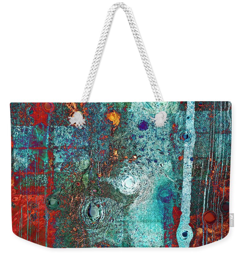 Abstract Weekender Tote Bag featuring the digital art Orbital Motion by Sandra Selle Rodriguez