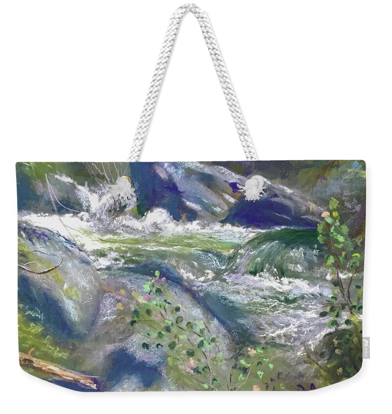 Rushing Water Weekender Tote Bag featuring the pastel Song of Spring by Sandra Lee Scott