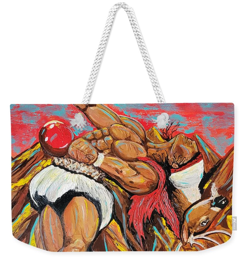  Weekender Tote Bag featuring the painting Sonoran Son. by Emanuel Alvarez Valencia