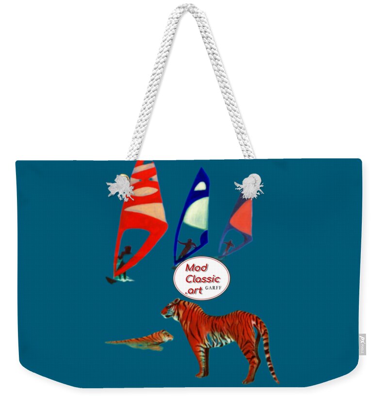 Tigers Weekender Tote Bag featuring the painting Sons of Sun Tigers ModClassic Art by Enrico Garff