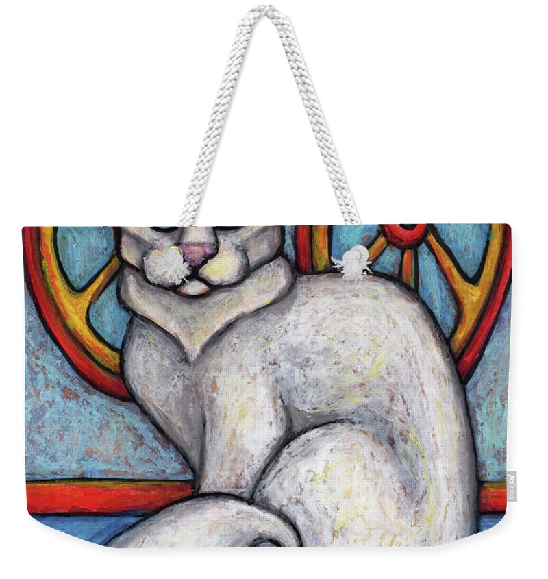 Cat Portrait Weekender Tote Bag featuring the painting Sookie. The Hauz Katz. Cat Portrait Painting Series. by Amy E Fraser