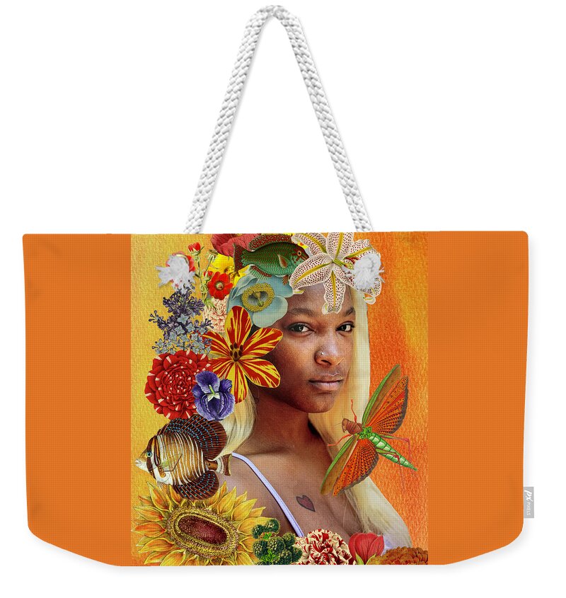 Vintage Flowers Weekender Tote Bag featuring the mixed media Soul of a child by Lorena Cassady