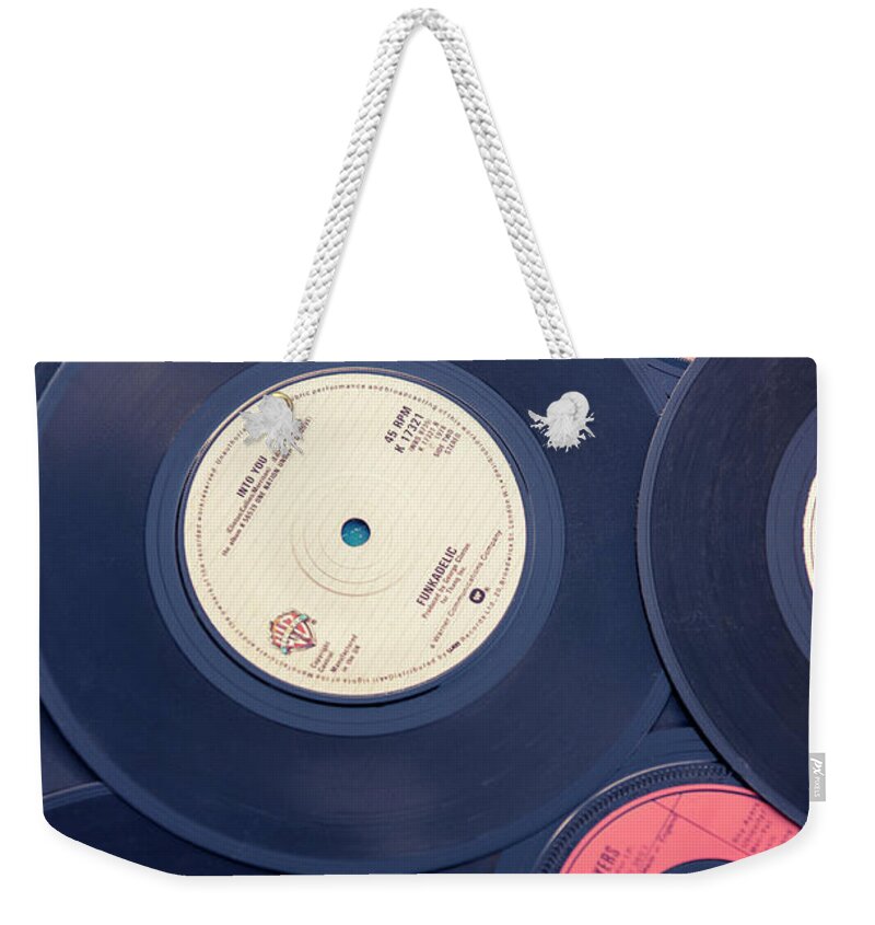 Vinyl Weekender Tote Bag featuring the photograph Sounds of the 70s by David Lichtneker