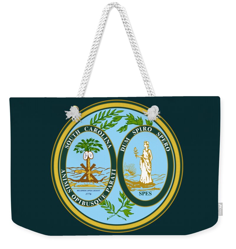 South Carolina Weekender Tote Bag featuring the digital art South Carolina State Seal by Movie Poster Prints