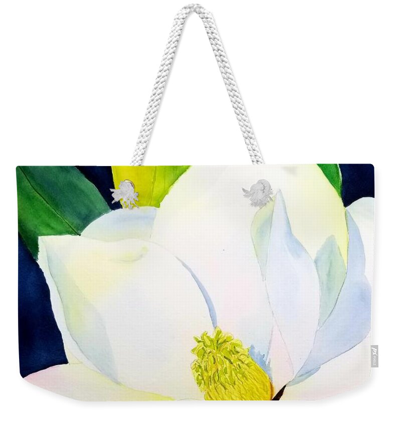 Southern Magnolia Weekender Tote Bag featuring the painting Southern Magnolia by Ann Frederick