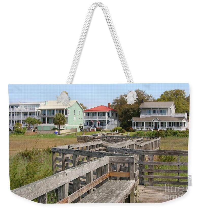 Southport North Carolina Weekender Tote Bag featuring the photograph Southport NC Waterfront Houses 6774 by Jack Schultz