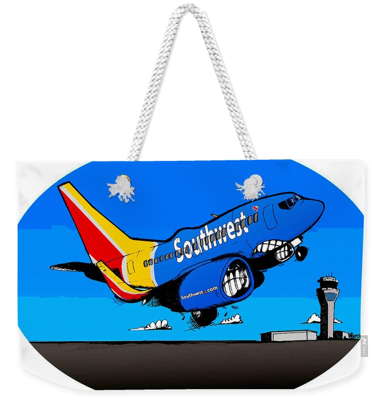 Boeing Weekender Tote Bag featuring the drawing Southwest 737 by Michael Hopkins