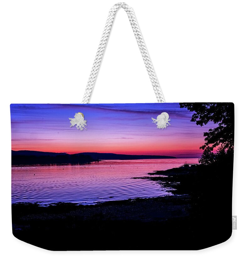 South Freeport Harbor Maine Weekender Tote Bag featuring the photograph Southwest Harbor Sunrise by Tom Singleton