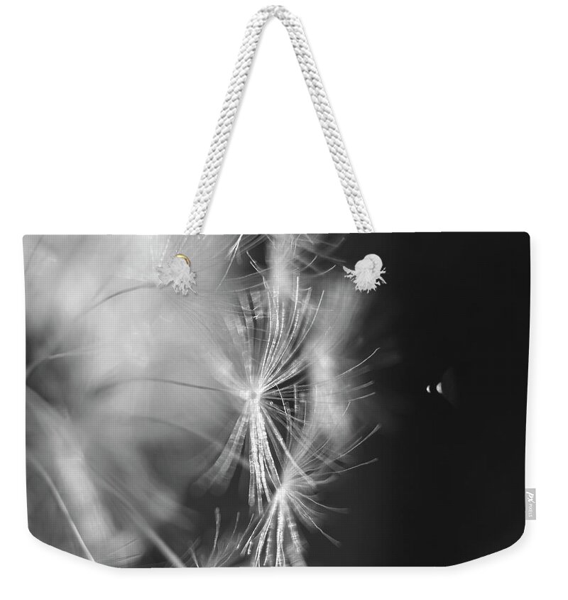 Space Weekender Tote Bag featuring the photograph Space Abstract Black and White Flower by Sandra J's