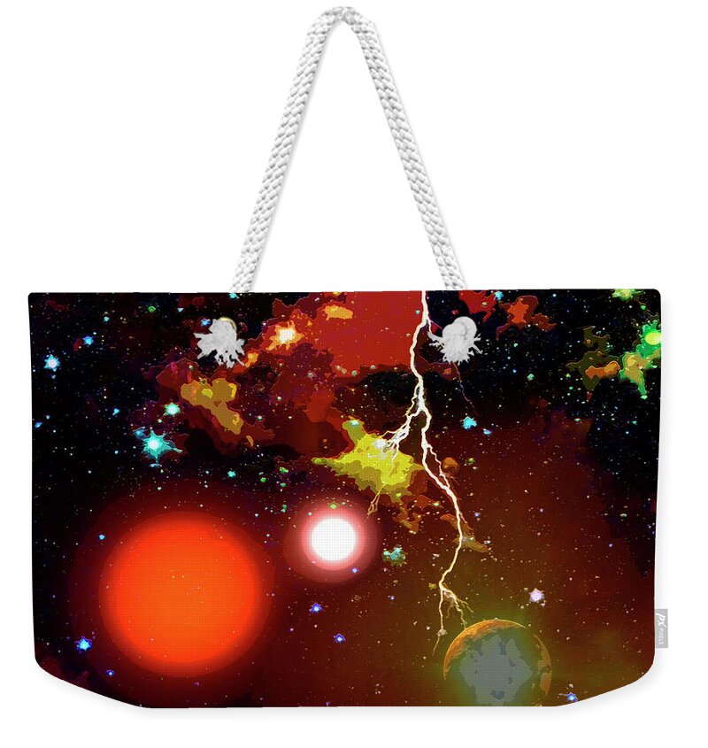 Space Weekender Tote Bag featuring the digital art Space Lightning by Don White Artdreamer