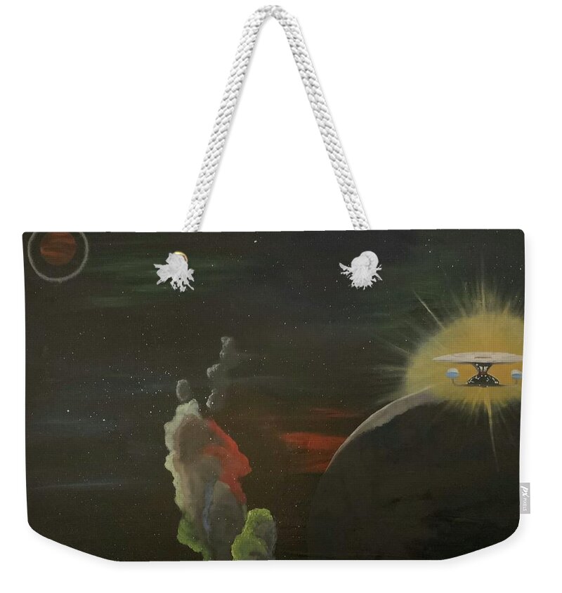 Star Trek Weekender Tote Bag featuring the painting Boldly Go by Valerie Valentine