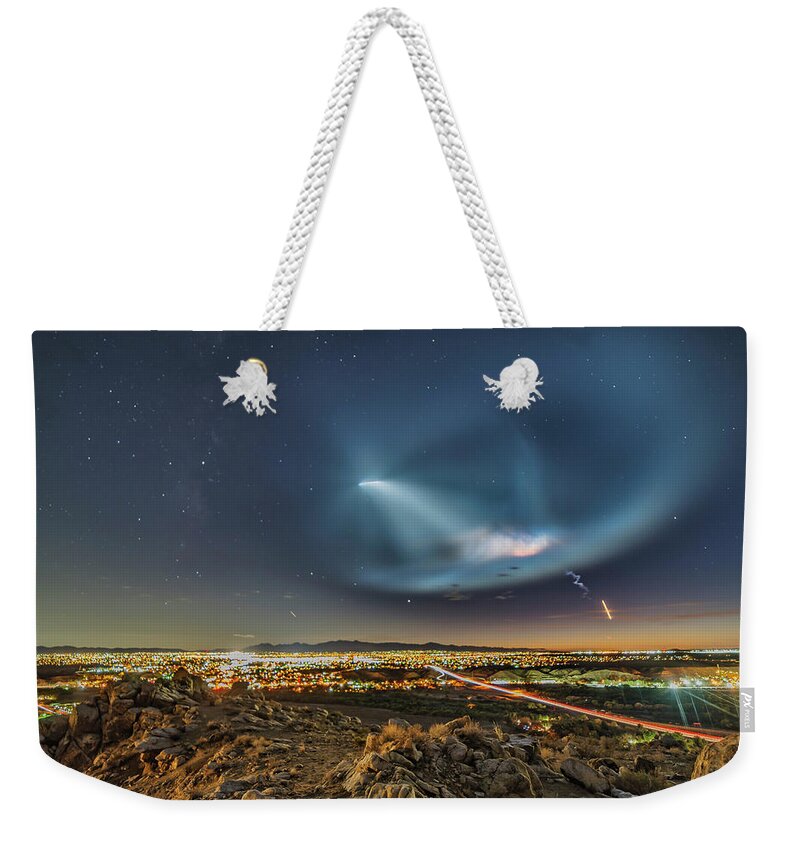 Space X Weekender Tote Bag featuring the photograph SpaceX Launch 2018 by Daniel Hayes