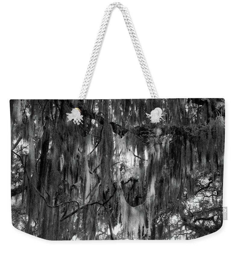 Georgia Weekender Tote Bag featuring the photograph Spanish Moss and Live Oaks, St. Simons Island by John Simmons
