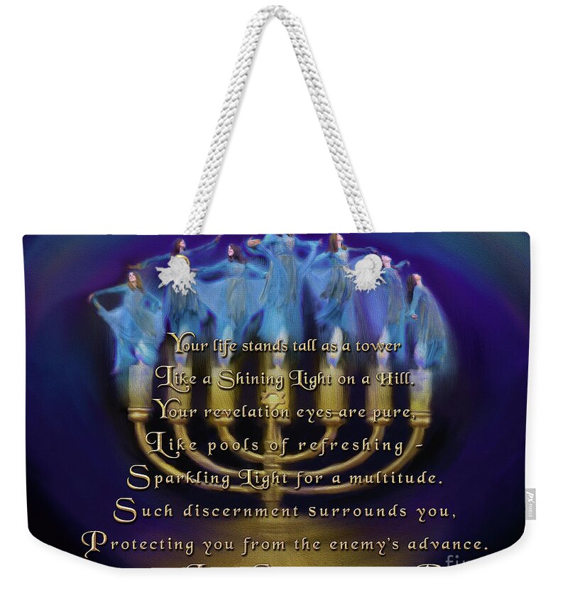Menorah Weekender Tote Bag featuring the digital art Sparkling Light by Constance Woods