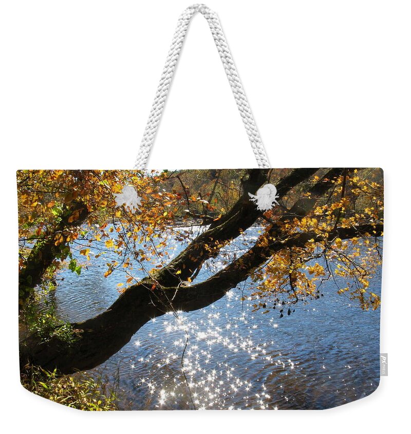 Haw River Weekender Tote Bag featuring the photograph Sparkling River by Shirley Galbrecht