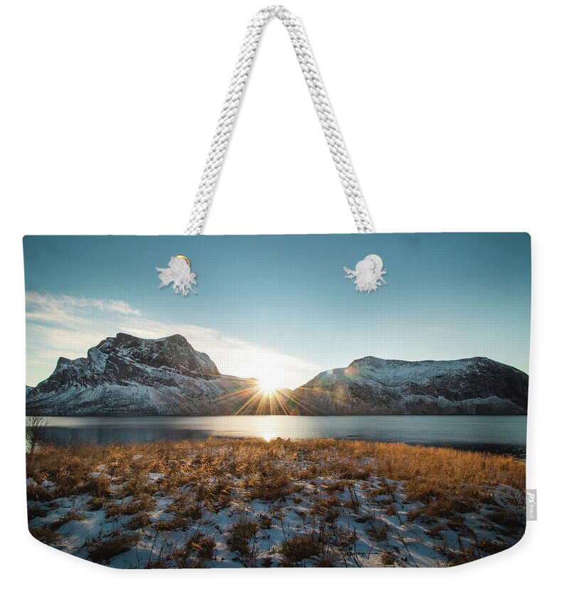 Andsfjord Weekender Tote Bag featuring the photograph Sparkling valley of Bergsbotn, Norway by Vaclav Sonnek