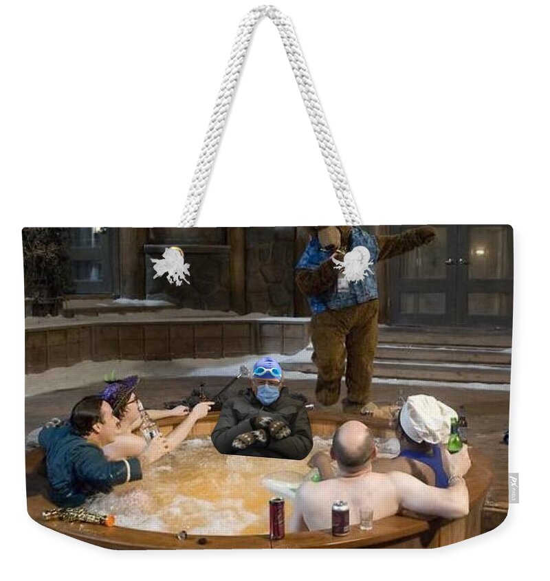 Bernie Weekender Tote Bag featuring the photograph Speedo Brand Hot Tub Mittens by Lee Darnell