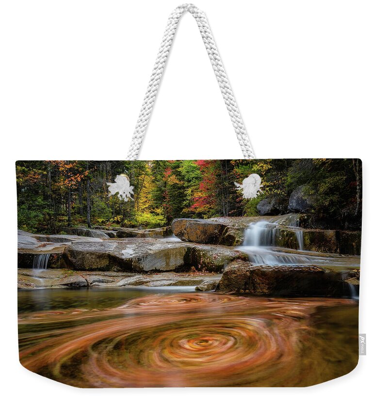 Fall Color Weekender Tote Bag featuring the photograph Spin Cycle 2, Sawyer River NH by Michael Hubley
