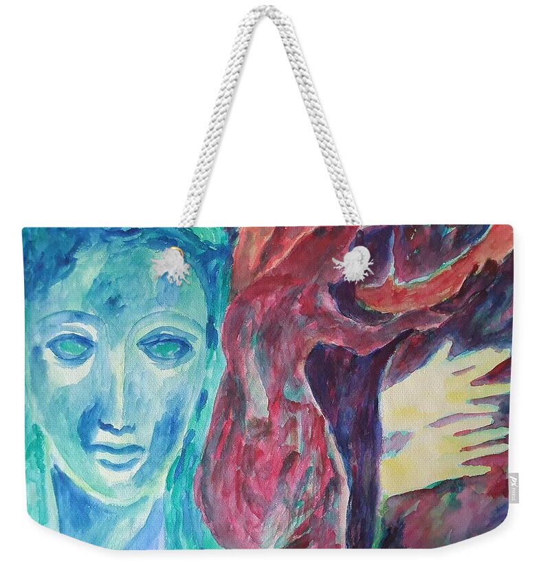 Masterpiece Paintings Weekender Tote Bag featuring the painting Spinning Destiny by Enrico Garff