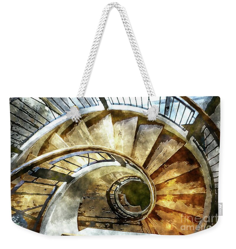 Architecture Weekender Tote Bag featuring the digital art Spiral Staircase by Deb Nakano