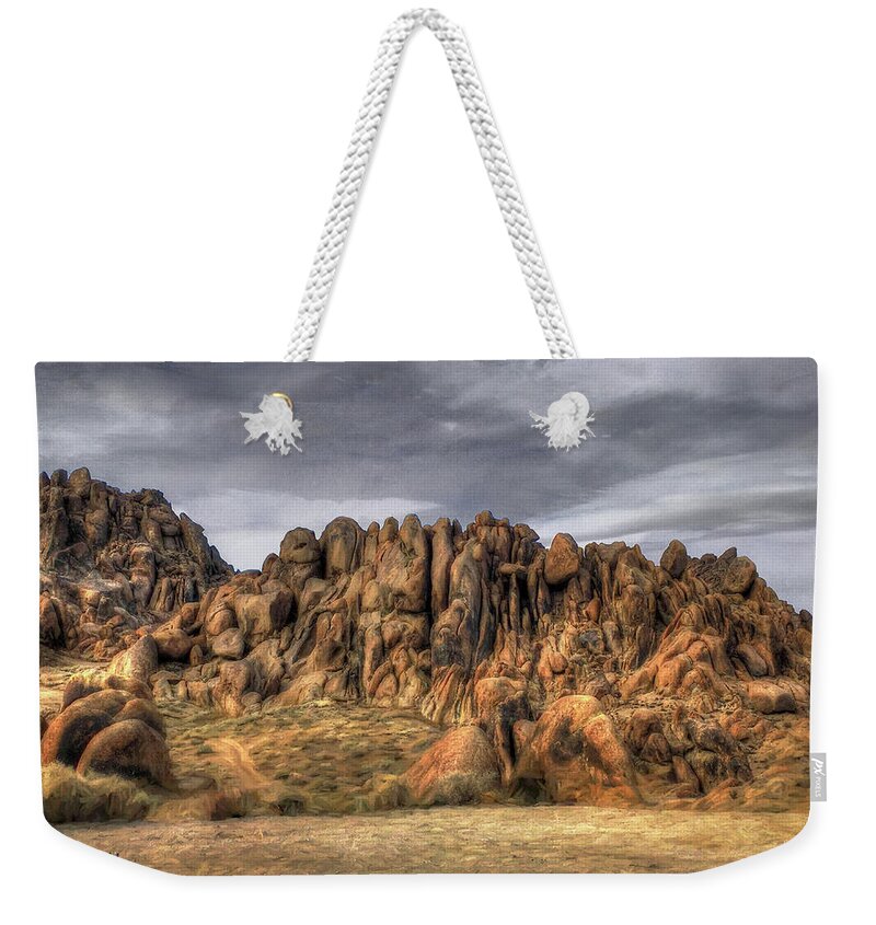 Alabama Weekender Tote Bag featuring the photograph Spirit Pony in the Alabama Hills by Wayne King