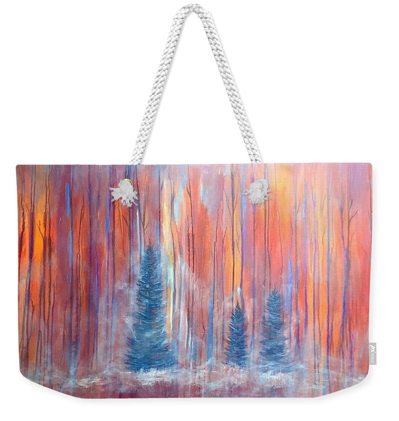 Acrylic Painting Weekender Tote Bag featuring the painting Spirits at Dusk by Soraya Silvestri